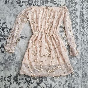 Christmas or new years Off the shoulder tan sequins dress